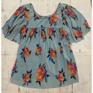 Grannycore Vintage Blouse Textured Floral Multicolored‎ Women's Shirt Size S